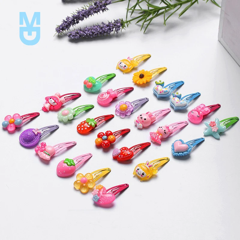 

New 5/10Pcs Mix Color Kids Hairpins Cartoon Hair Jewelry for Baby Flower BB Clips Girls Lovely Butterfly Hair Accessories
