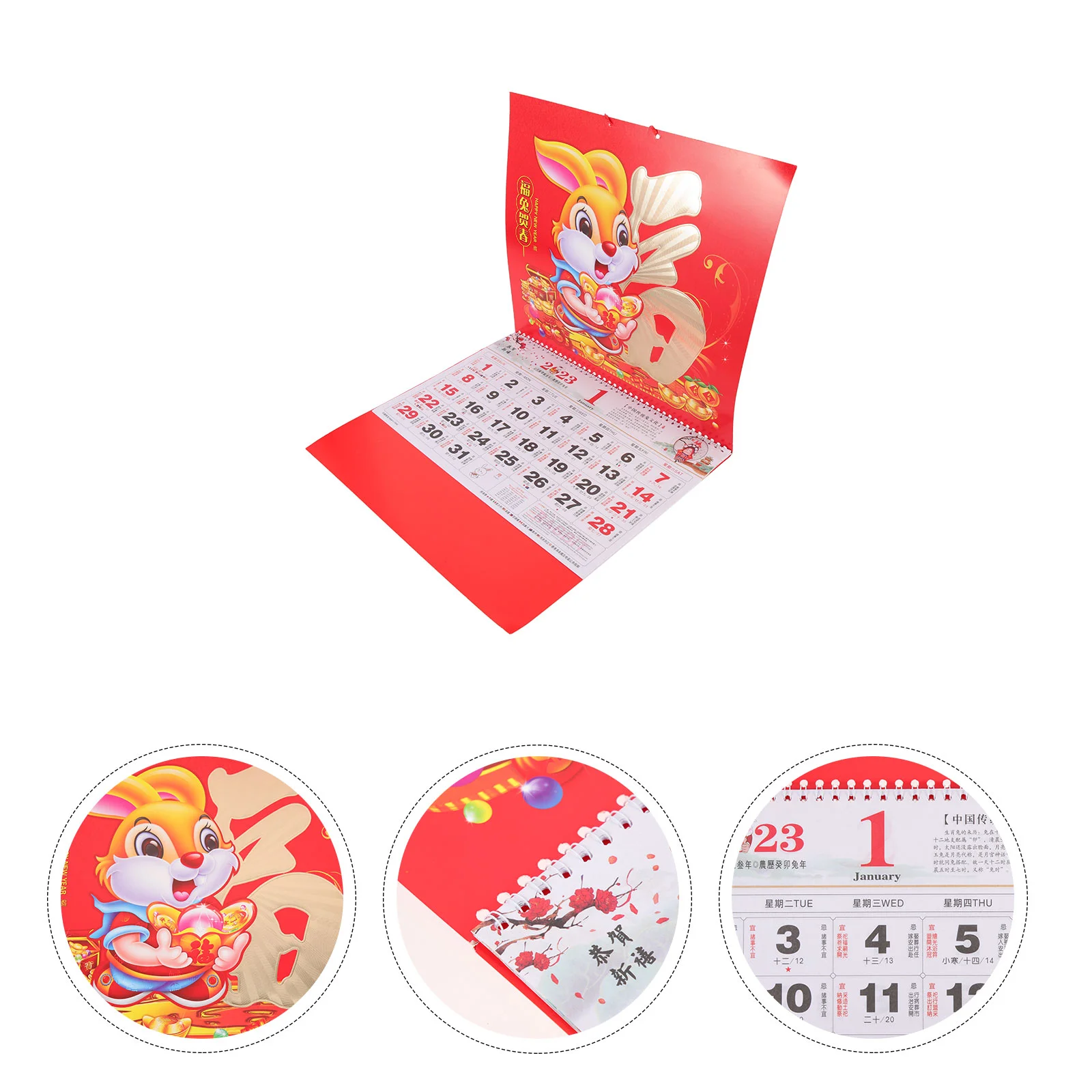 

Календарь на стену с китайским годом Новый лунный подвесной кролик месяц ежедневные традиционные домашние календари офисный планировщик В...