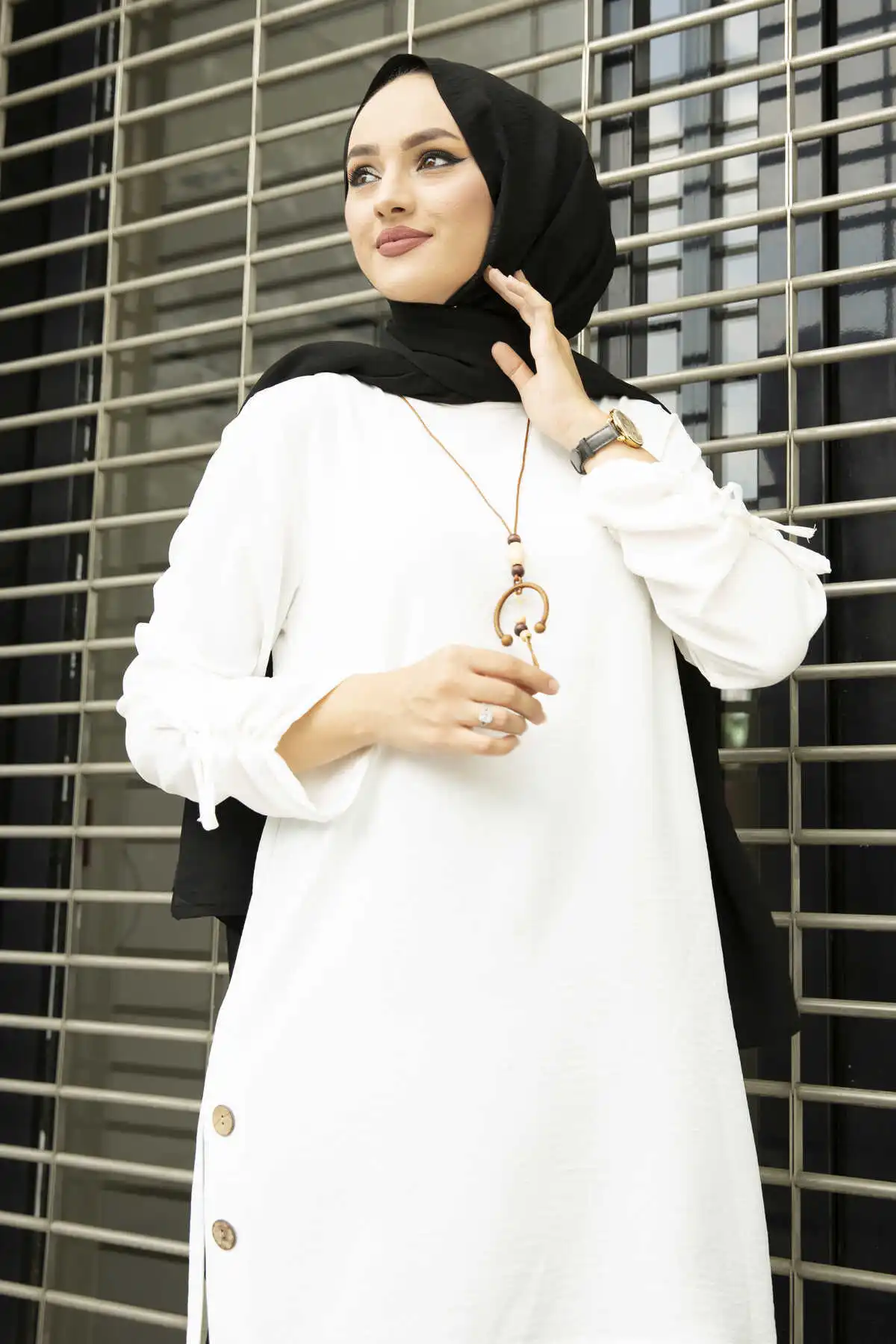 Skirt with Button Detail Aerobin Tunic White