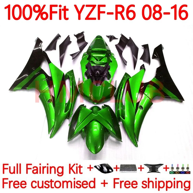 

Инъекция для YAMAHA YZF600 YZF R6 600 R 6 CC YZF-R6 2008 2016 YZFR6 08 09 10 11 12 13 14 15 16 OEM обтекатель 27No.186 lucky green