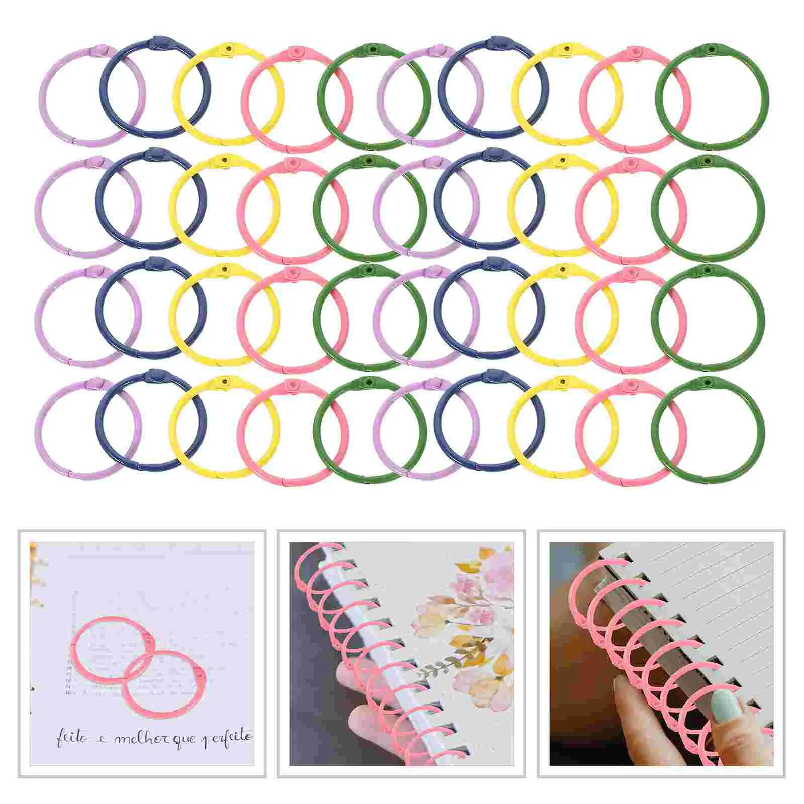 

50pcs Book Rings Snap Metal Loose Leaf Ring DIY Notepad Ring for Indexing Cards