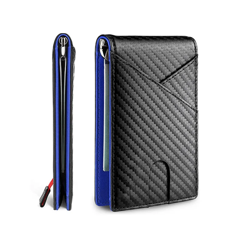 DIENQI Carbon Fiber Rfid Men Wallets Money Clip Slim Thin Card Holder Money Bag Luxury Male Small Short Purse Bifold Coin Wallet