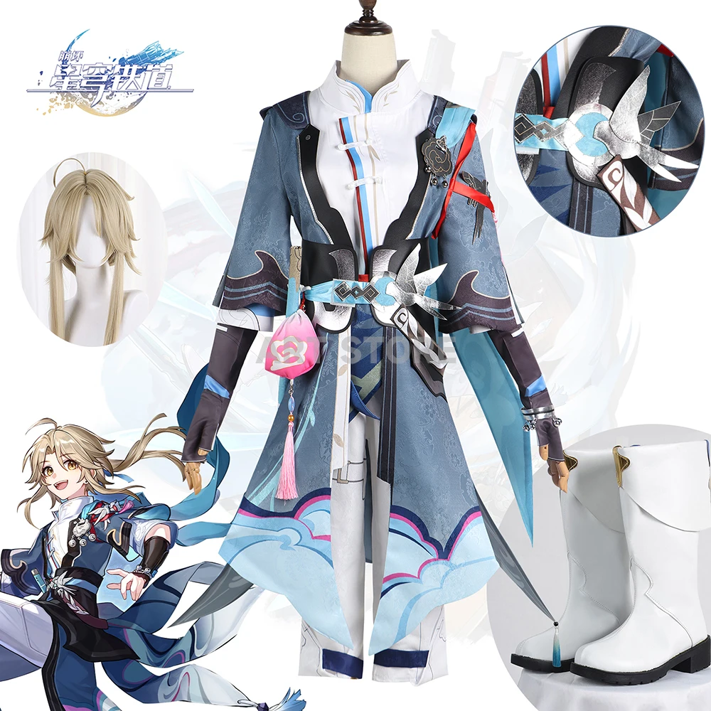 

Костюм для косплея Yanqing из игры хонкай Звездные рельсовые костюмы униформа меч Кендо плащ парик на Хэллоуин карнавал костюм полный комплект