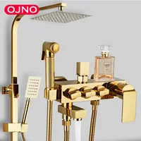 Gold Bathroom Faucet Thermostatic Shower Mixer Wall Mount  Shower Systems Black Showers Faucet bathroom Accessories Sets Luxury