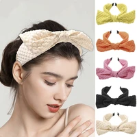 waffle bows headbands for women girls big bowknot hairbands vintage trendy elastic hair bnad hair hoop summer hair accessories