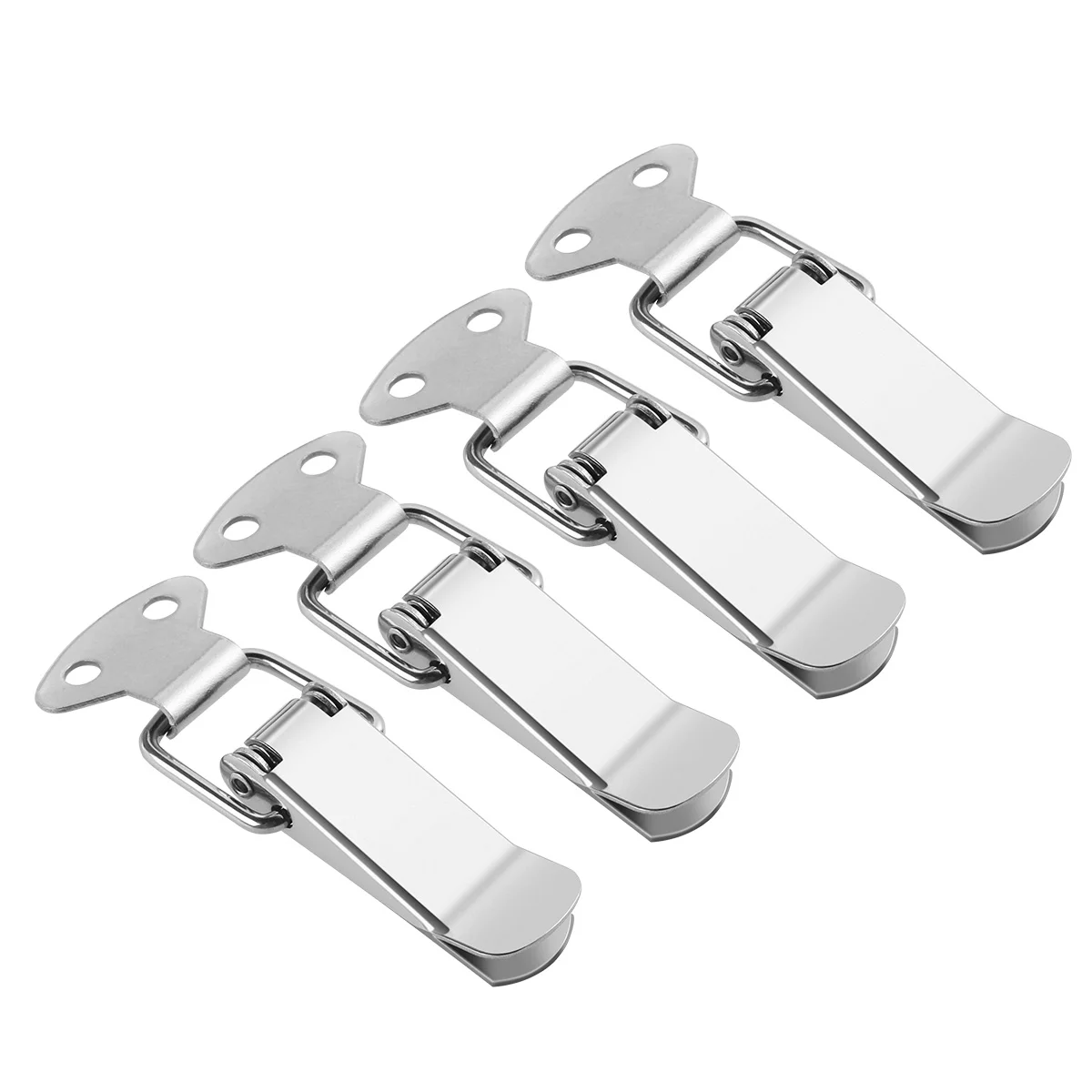 

4pcs Stainless Steel Spring Loaded Toggle Case Box Chest Trunk Catches Hasps Clamps (Silver)