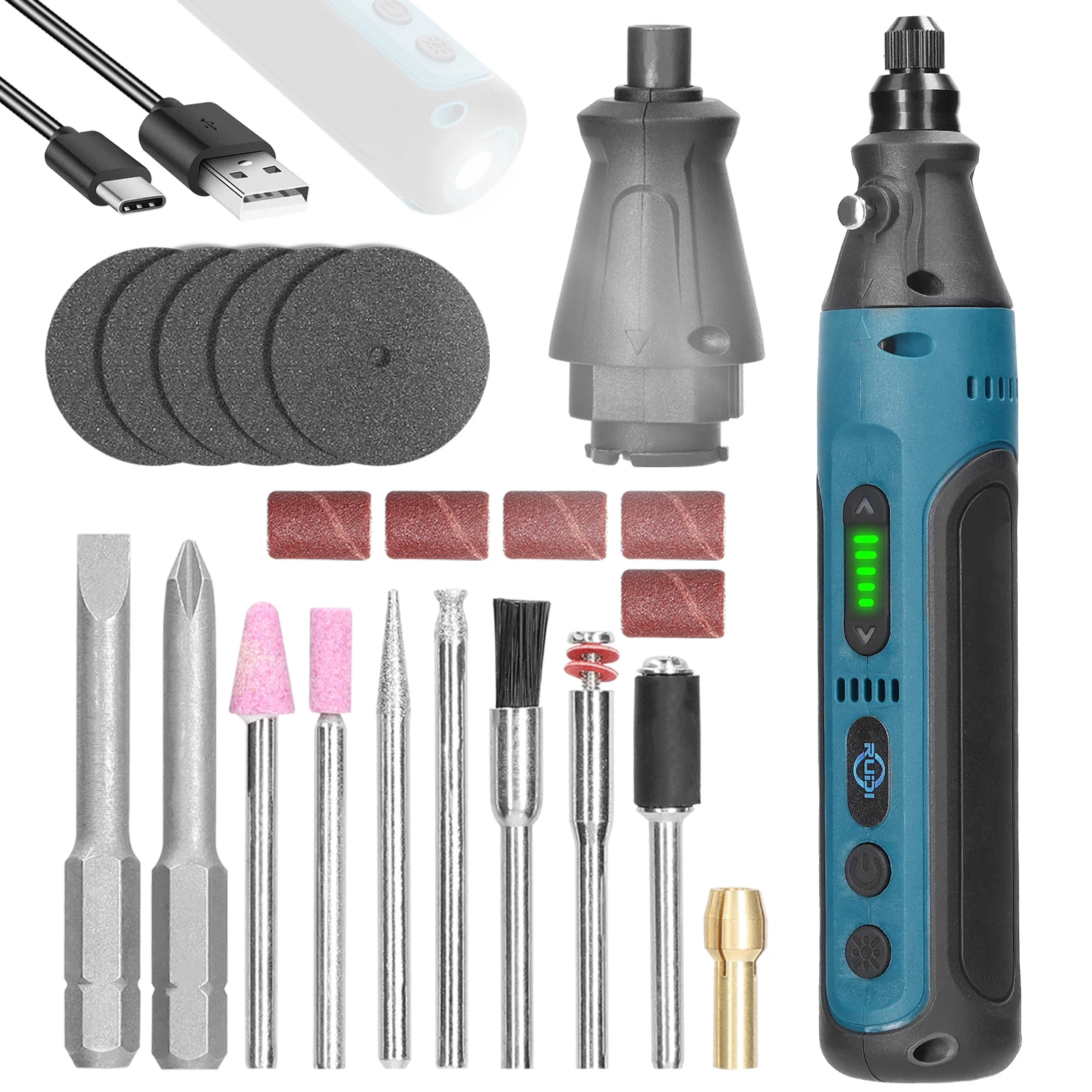 

2in1 Grinding Pen Driver Set Cordless Rechargeable Multifunction Electric Power Tool 2Pcs Driver Bits 7Pcs Grinding Bits Kit