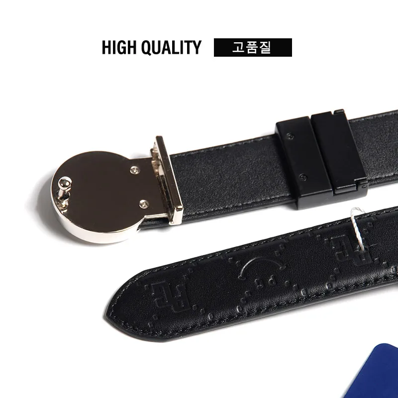 Golf new spring and summer ladies belt classic smiley buckle embossed belt adjustment clip cowhide wear-resistant belt
