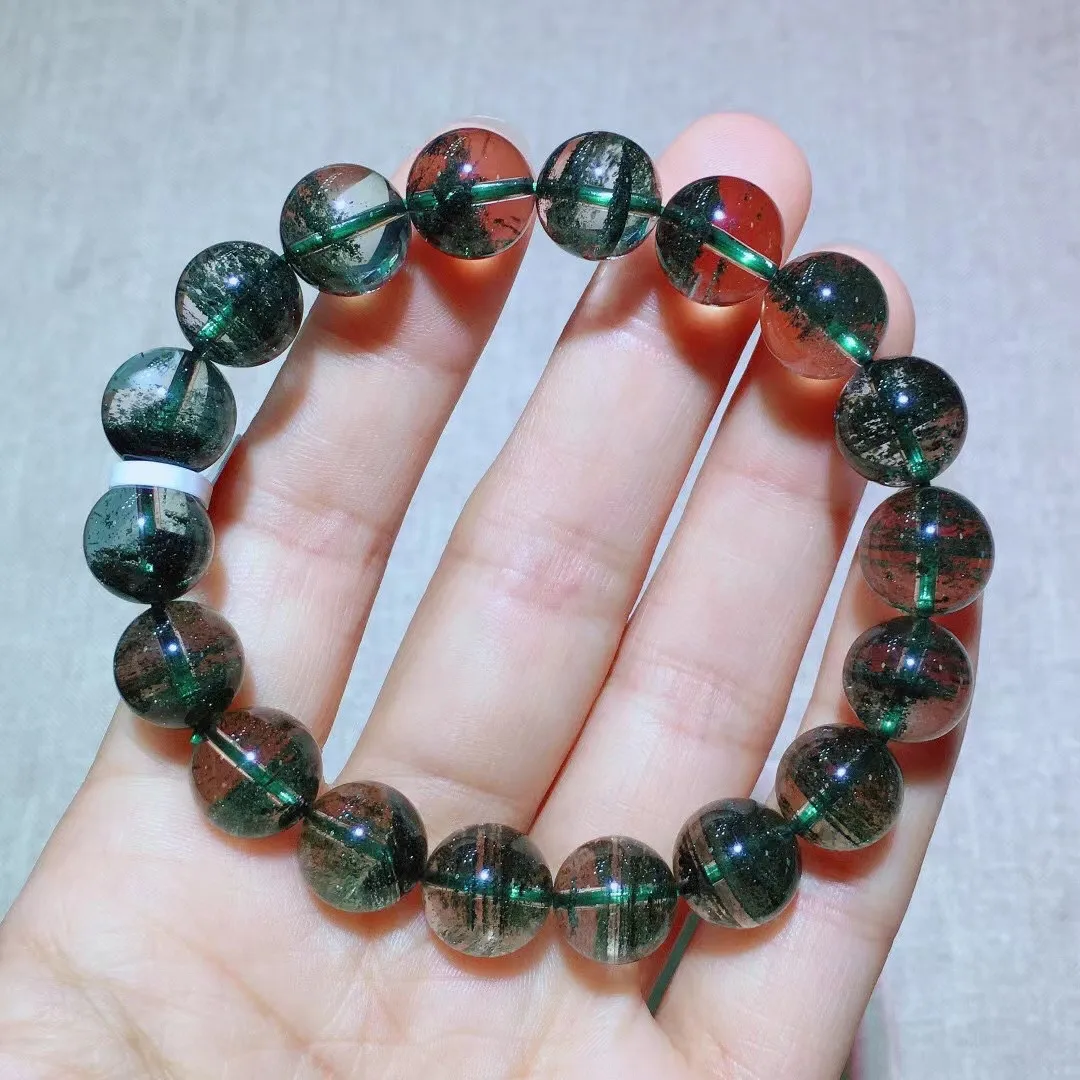 

11mm Natural Green Phantom Quartz Bracelet Jewelry For Women Lady Men Wealth Gift Reiki Crystal Clear Beads Strands AAAAA