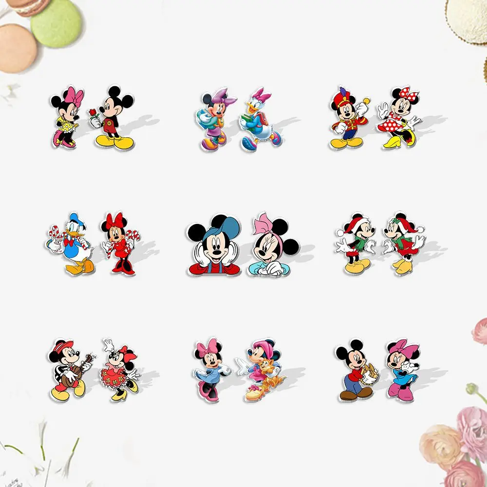 

Disney Mickey Mouse Mickey Cute Girl Resin Ear Clip Donald Duck Asymmetric Earrings Minnie Acrylic Earrings