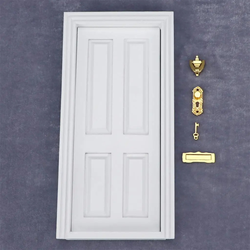 

1:12 Handmade Dollhouse White Wooden 4 Panel Doors DIY for Living Room Craft