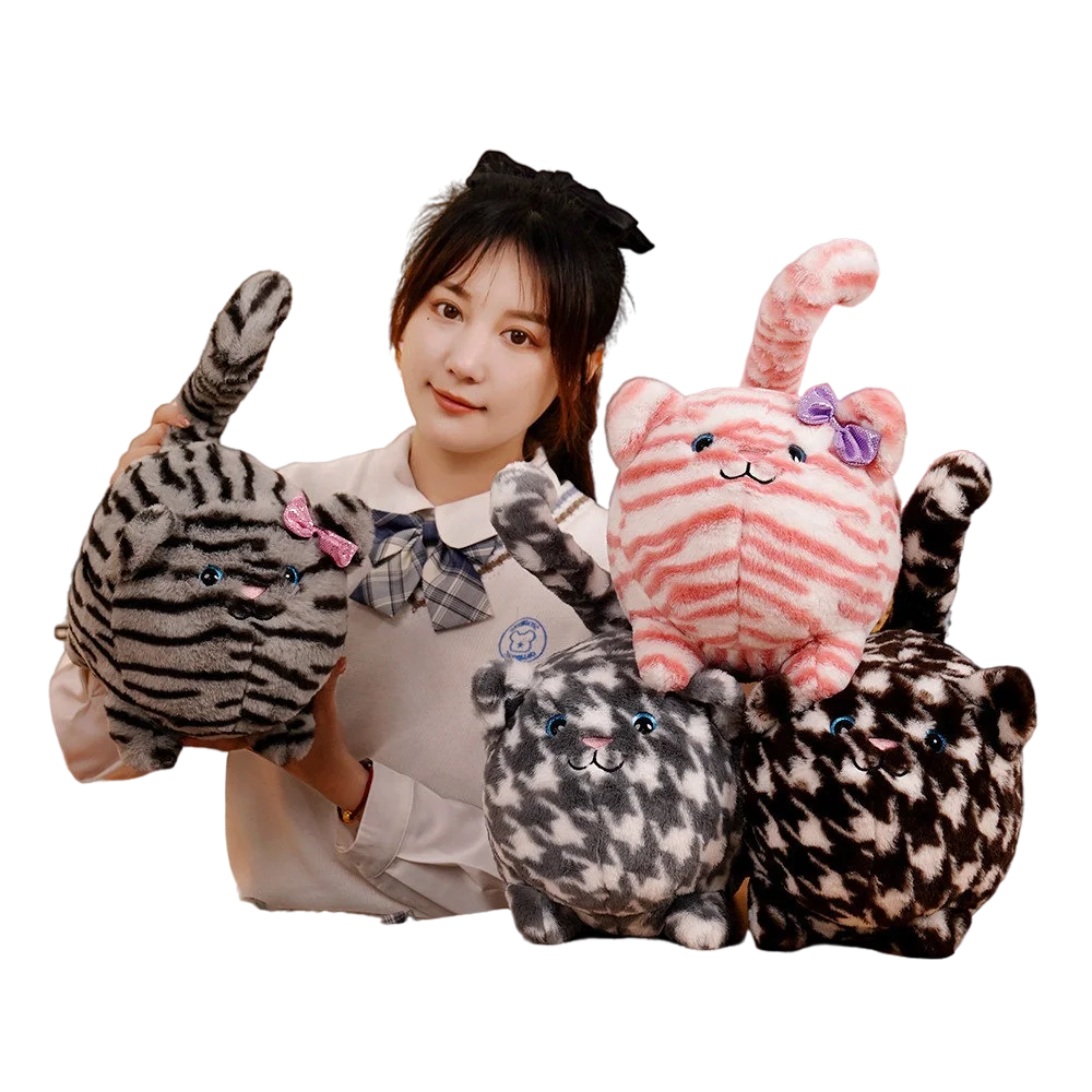 

22/30cm Striped Cats Doll Fatty Ball Shaped Stars Images Plush Cat KittenToy Children Companion Gift