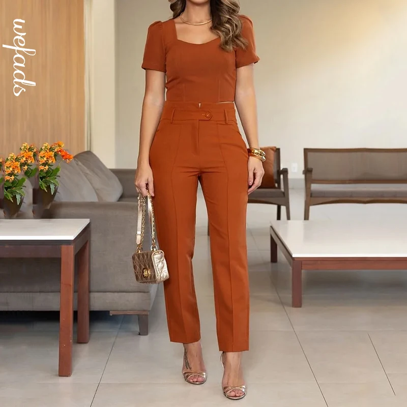 Wefads женский комплект из двух предметов летний повседневный однотонный топ с