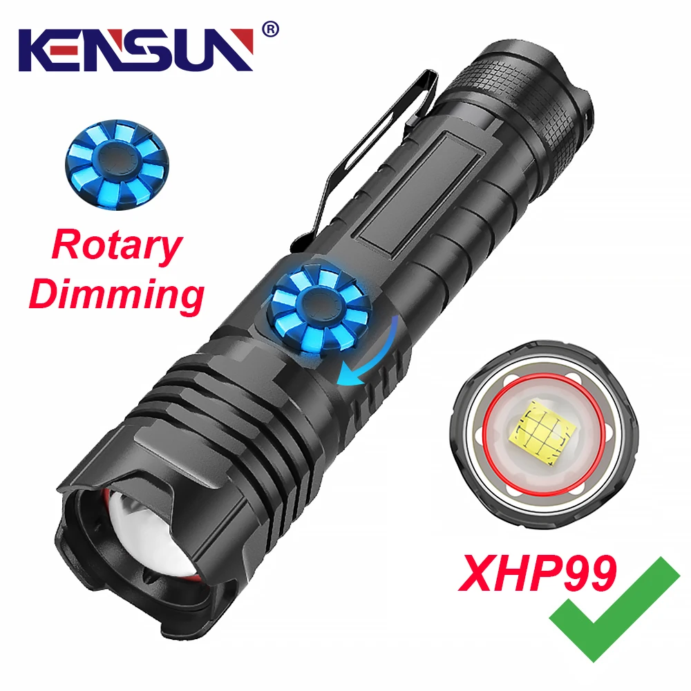 

Светодиодный фонарик XHP99, мощное плавное затемнение, Регулируемый зум, 4 режима, жесткий светильник фонарь с Usb-зарядкой, алюминиевый сплав