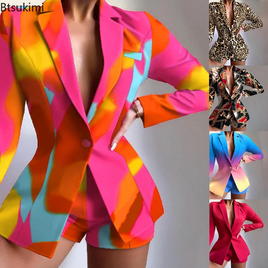 

2022 Women's Suit Sets Autumn Slim Fit Temperament Slim Short Pants Two-piece Suit Shorts Sets Women Blazer 2pcs Sets Elegant