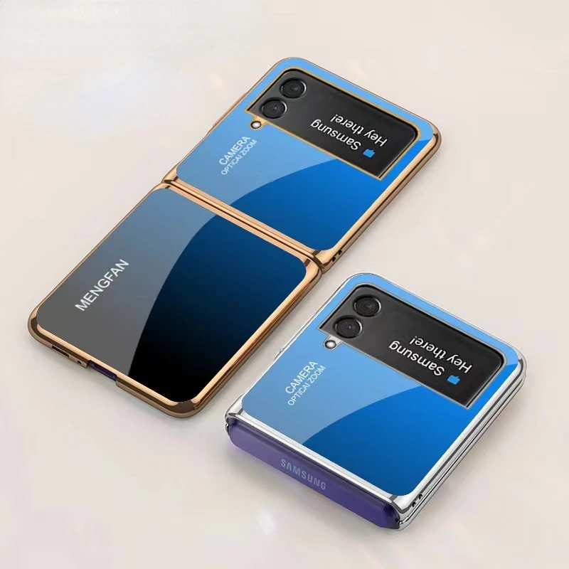 

Gradient Color Hard Tempered Glass Phone Case for Samsung Galaxy Z Flip 3 Samsung Z Flip 3 5G Mobile Phone Accessories Genuine