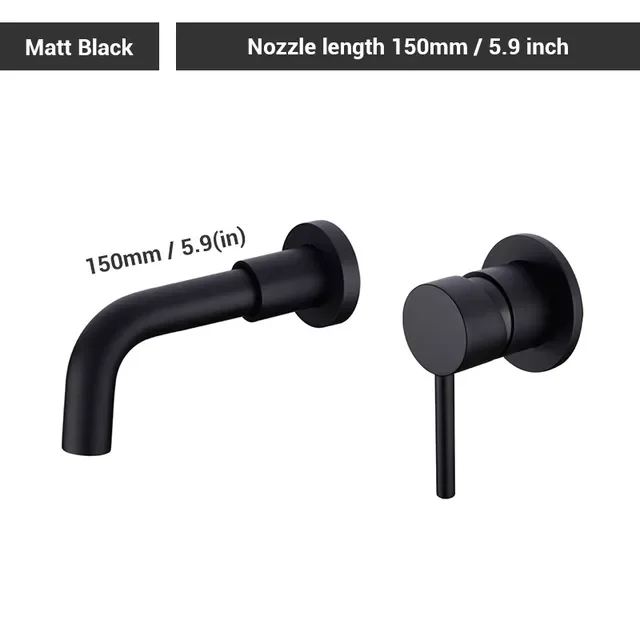 

Brass Matte Black Bathroom Sink Faucet Tap Hot Cold Wash Basin Water Swivel Spout Wall Mounted Bath Mixer Brushed Rose Gold