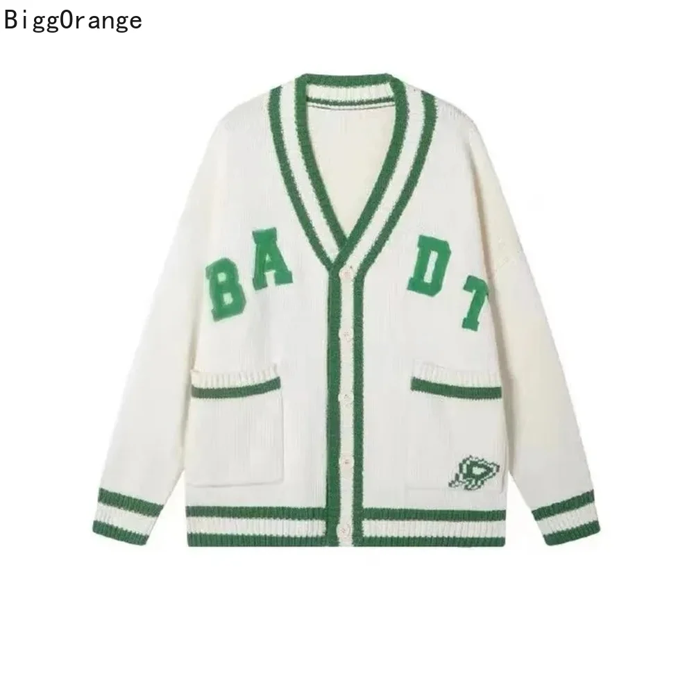 Женский вязаный кардиган с V-образным вырезом свитер винтажный узором гусиные