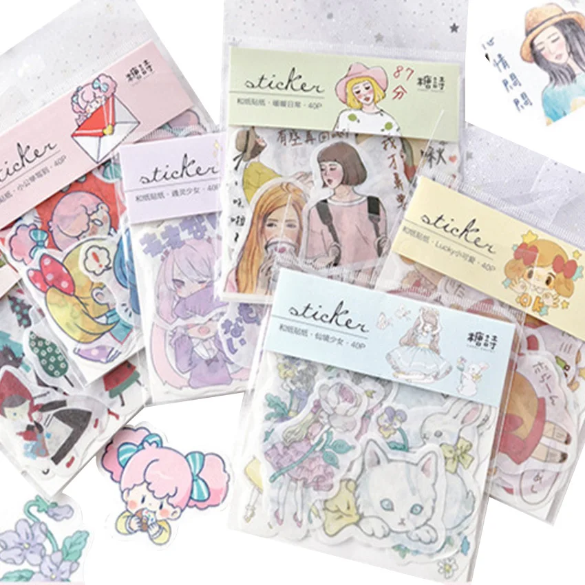 

40pcs/pack 1903 Cute Girl Series Sticker Diary Note Lovely DIY Decorative Stickers Scrapbooking DIY Gift Product Sealing Label