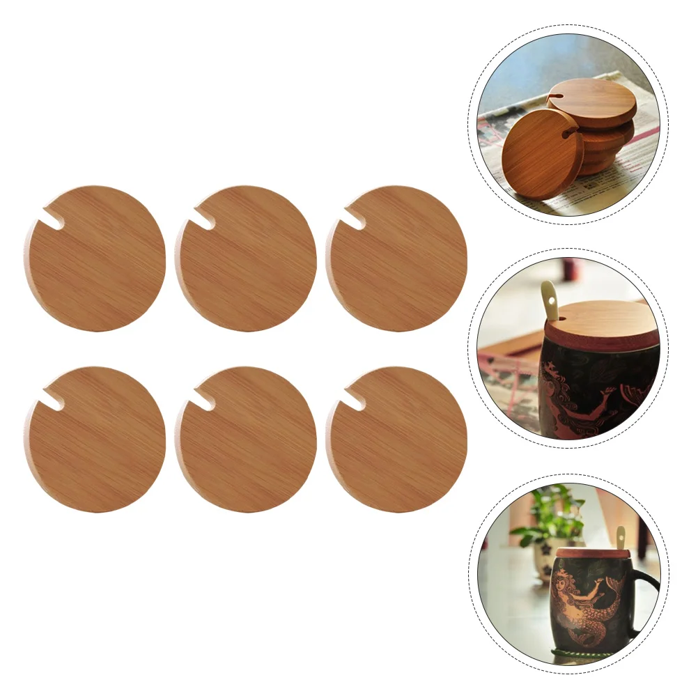 

6pcs Natural Mug Lid Wood Cup Lid Drink Cup Lid Coffee Ceramic Mug Cover