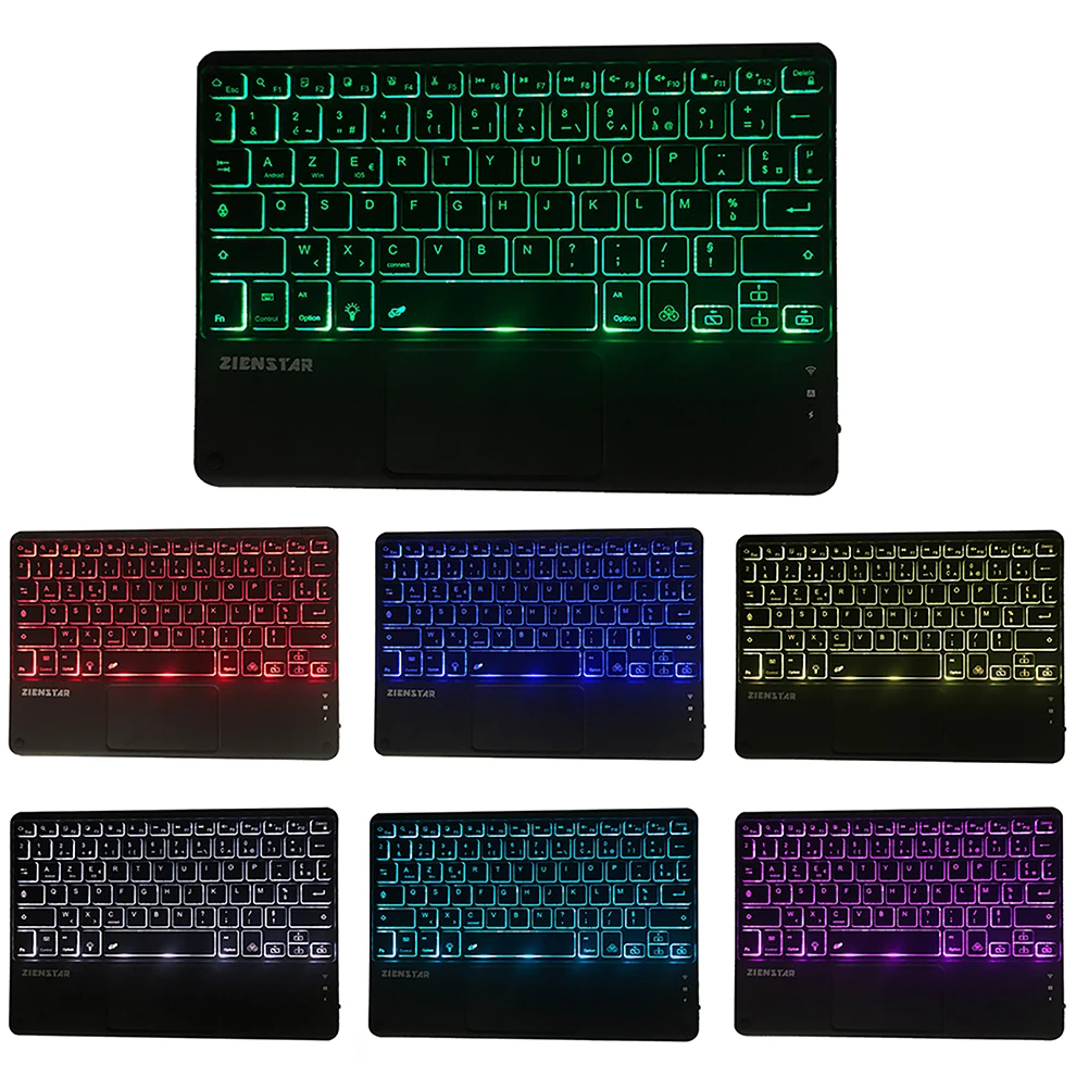 

SeenDa Wireless Bluetooth Keyboard with Touchpad Slim Backlit Keyboard Portable Rechargeable Keyboard for iPhone/ Tablets AZERTY