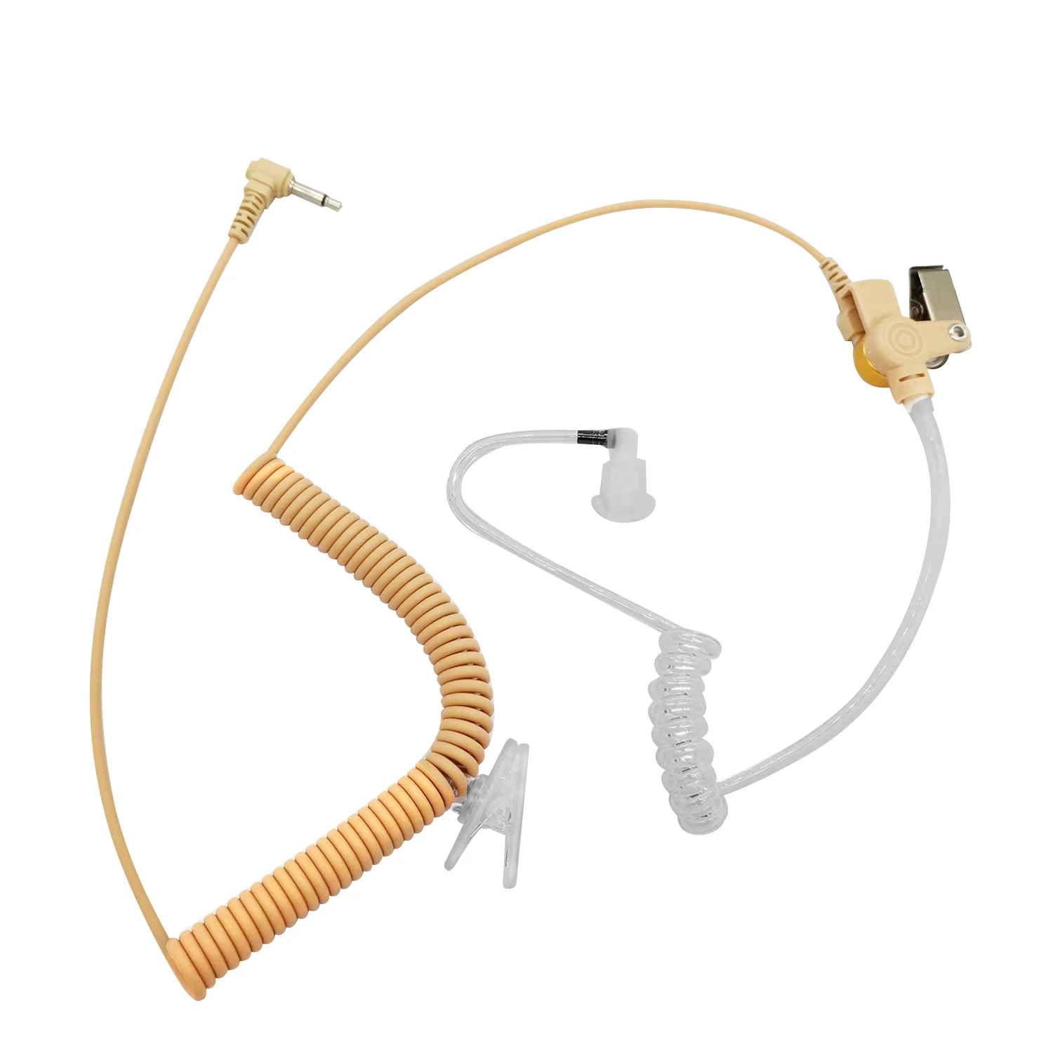 ICCL Beige 3.5mm 1 Pin Surveillance Kit Listen Only Earpiece Walkie Talkie Acoustic Tube Headset Earphone for Two Way Radio