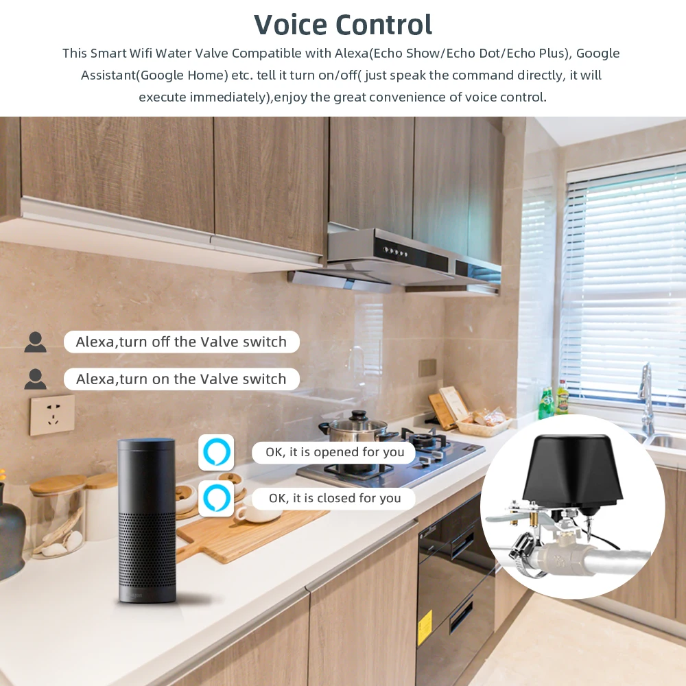 Умный клапан для воды Alexa Google с Wi-Fi таймер отключения контроль распылителя