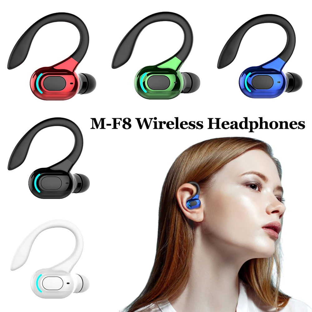 

M-F8 Waterproof Bluetooth Earphone HIFI Wireless Headphone Ear Hook Noise Cancelling Music Sports Gaming Business Headset Earbud
