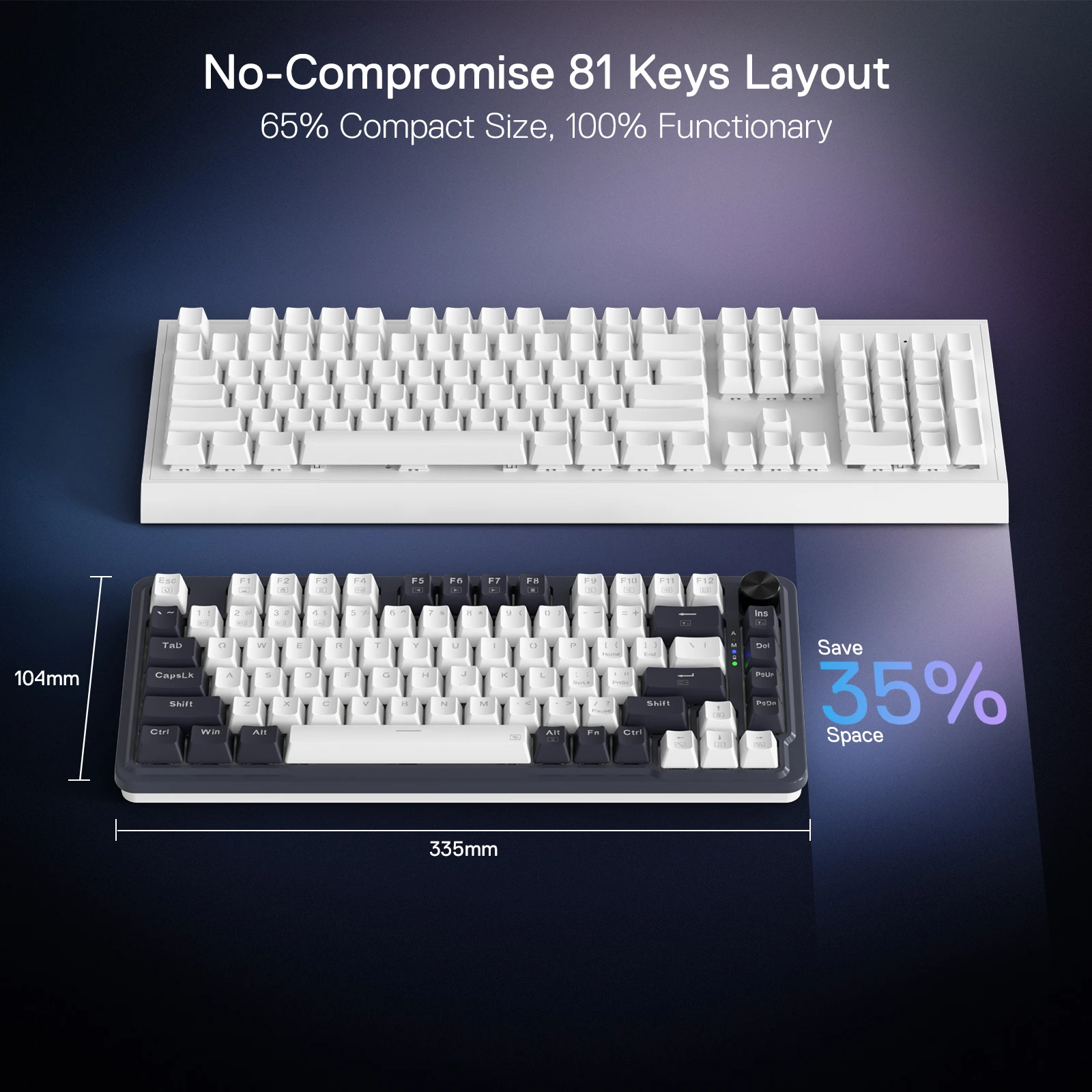 Беспроводная игровая клавиатура Redragon K673 PRO 75% RGB с прокладкой компактная