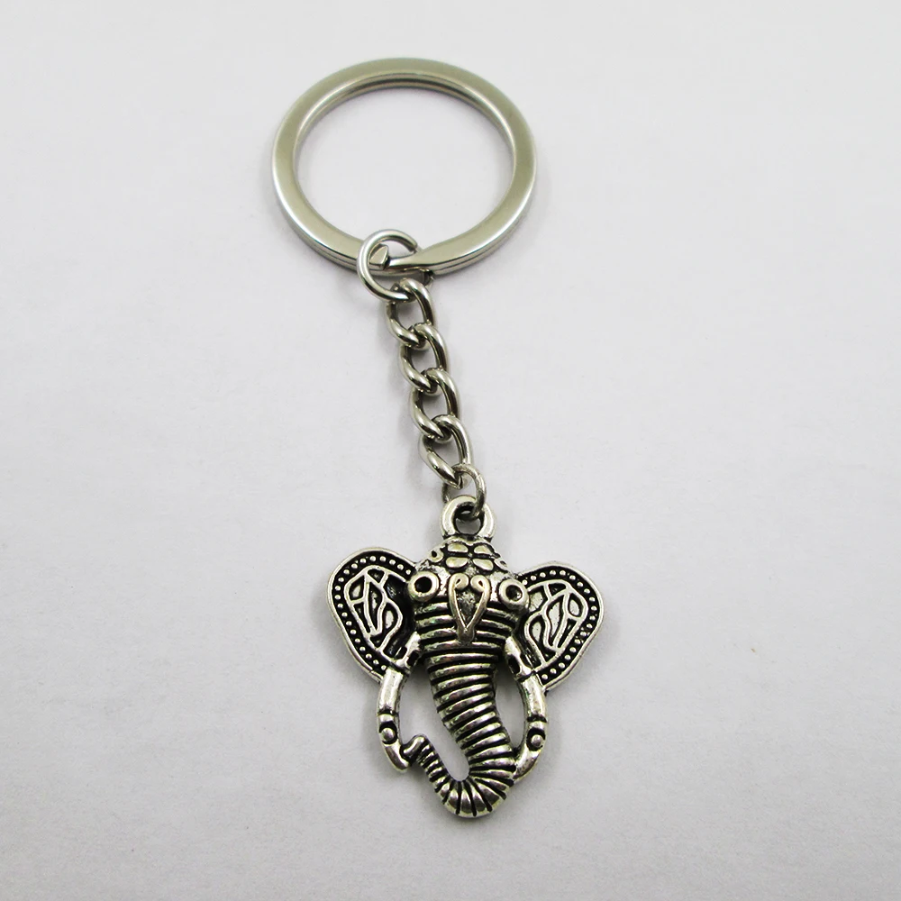 

3 шт./лот Античный Серебряный слон пахидерм 27x24 мм Брелок с подвеской с лучшей оборкой, подарок на день рождения, брелок с подвеской