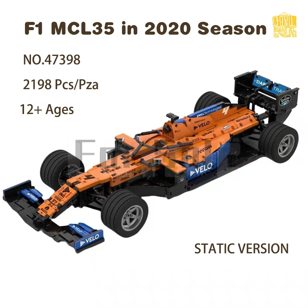 

Moc-47398 F1 Racing Car MCL35 in 2020 Season Model With PDF Drawings Building Blocks Bricks Kids DIY Toy Birthday Christmas Gift