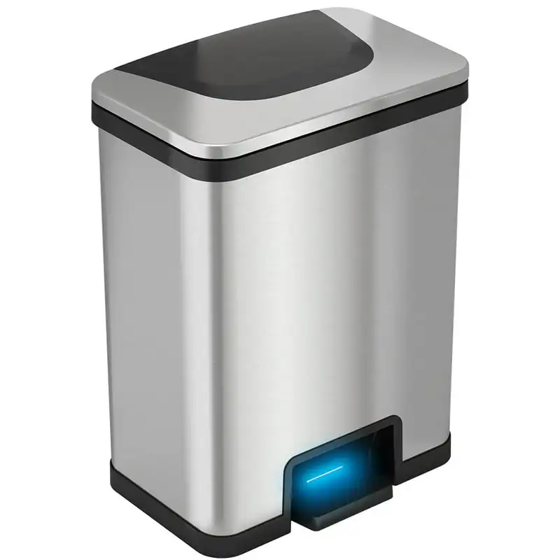 

13 Gallon Stainless Steel Automatic Step Trash Can with Odor Control System
