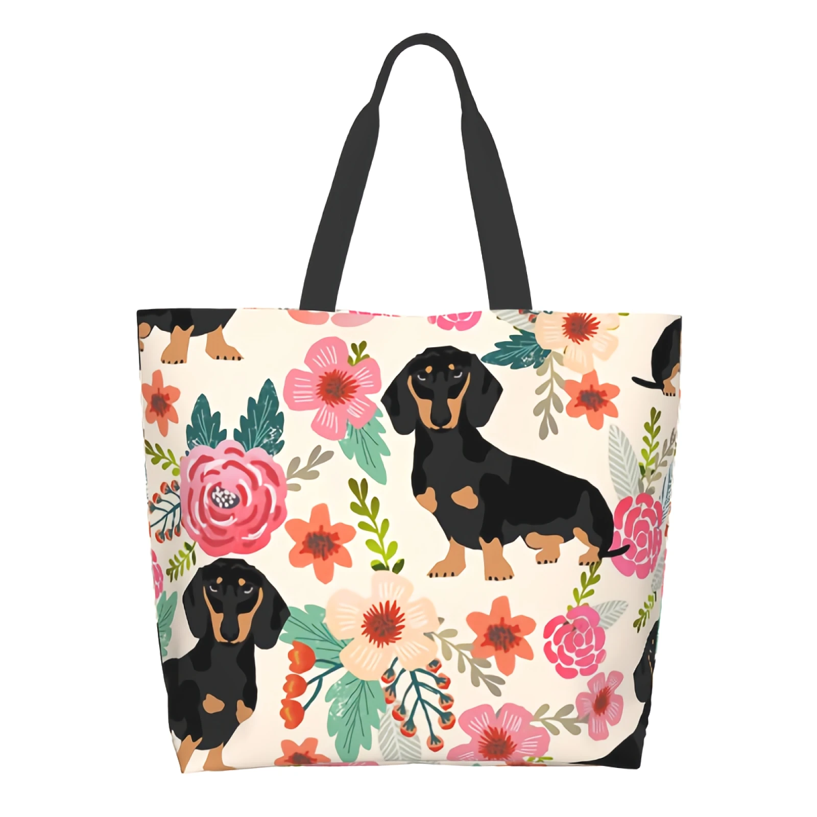 

Сумка для покупок Dachshunds, многоразовая милая сумка-тоут для собак, Повседневная легкая вместительная сумка через плечо с рисунком таксы и цв...