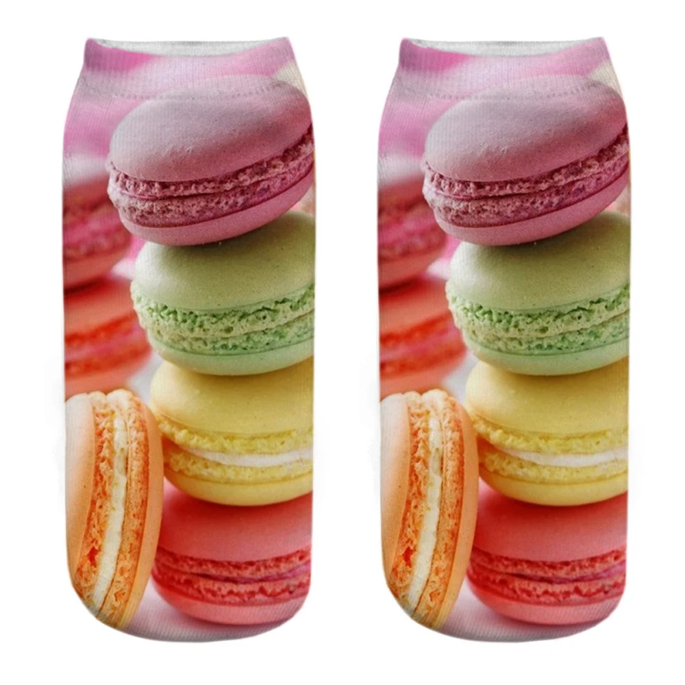 

New Funny 3D Printing Macaron Dessert Unisex Foods Patterned Short Ankle Socks Dropship