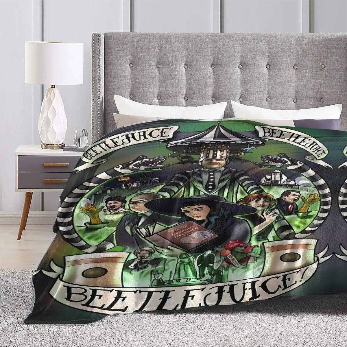 B-Beetlejuice готическое художественное одеяло мягкий теплый узор плюшевое для
