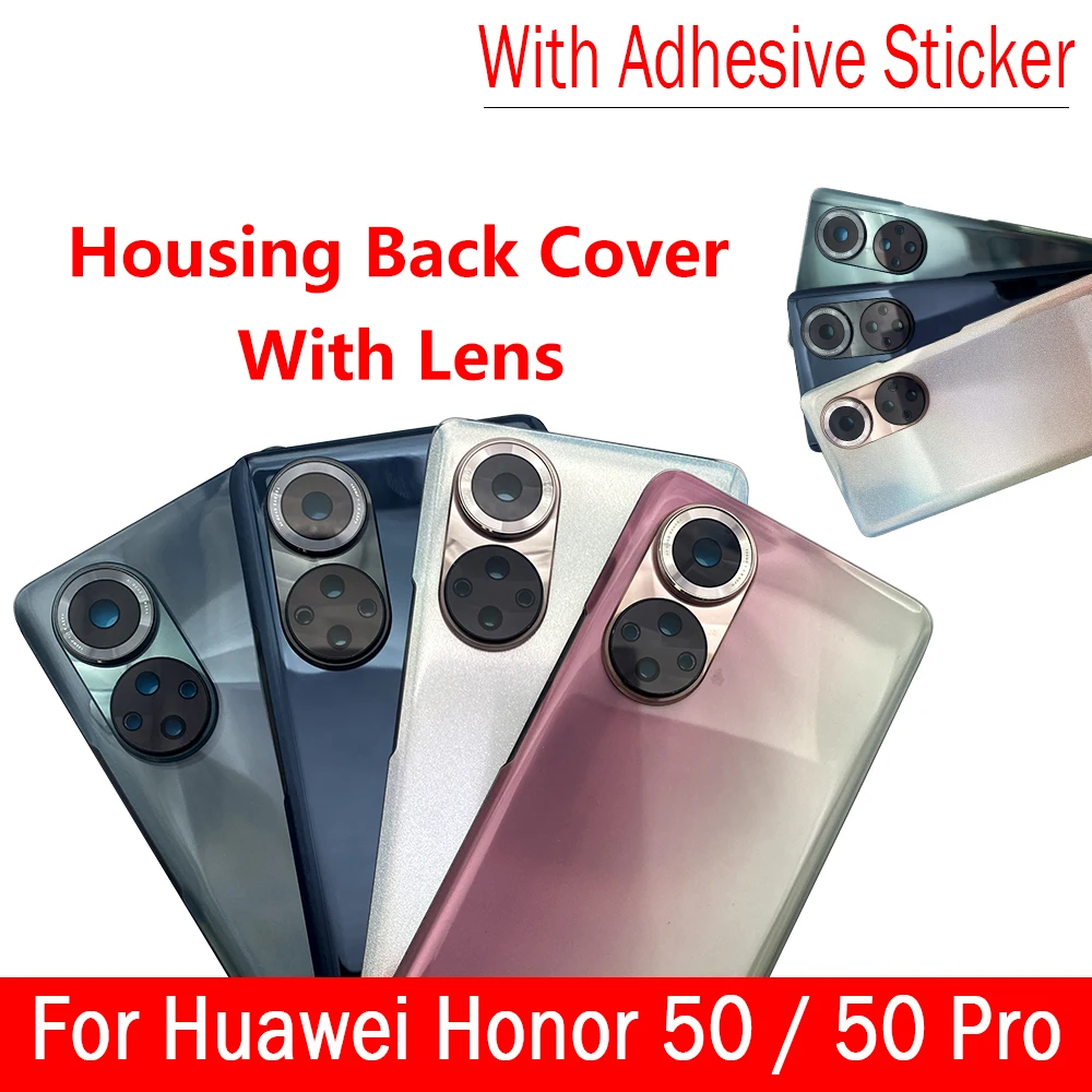 New Glass Back Cover For Huawei Honor 50 Pro Housing Case Rear Door Battery Cover Replacement For Honor 50 Parts With Lens