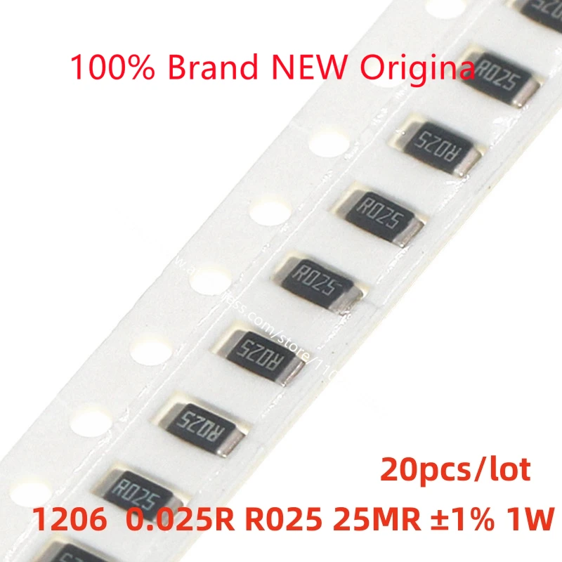 20 шт./партия, сопротивление образца из сплава 1206, 0,025rr025 25mr 1% 1 Вт RLM12FTCMR025