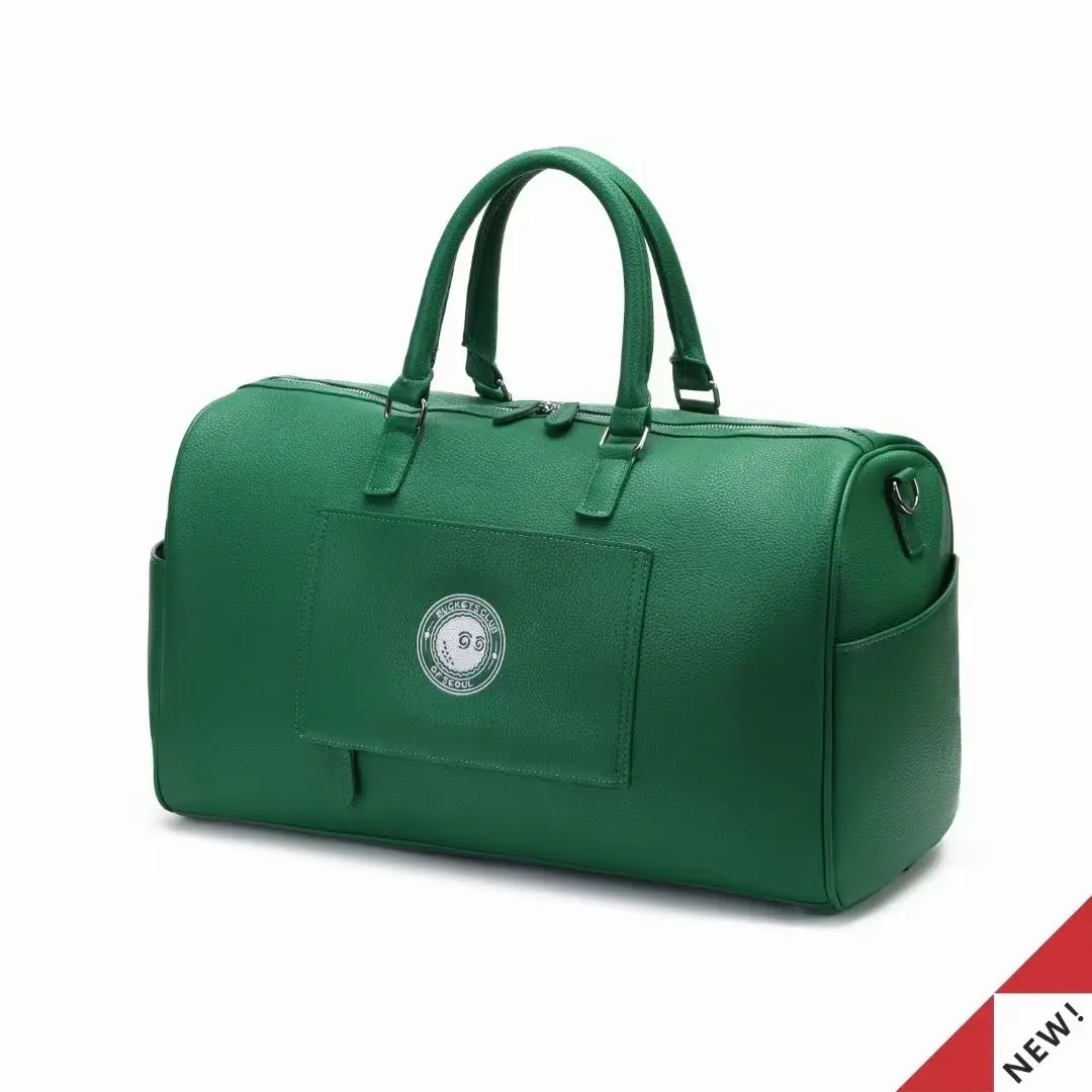 2023 Super New Golf Boston Bag Large Capacity Clothing Bag PU Men's and Women's One Shoulder Bucket Bag Green Golf Bag