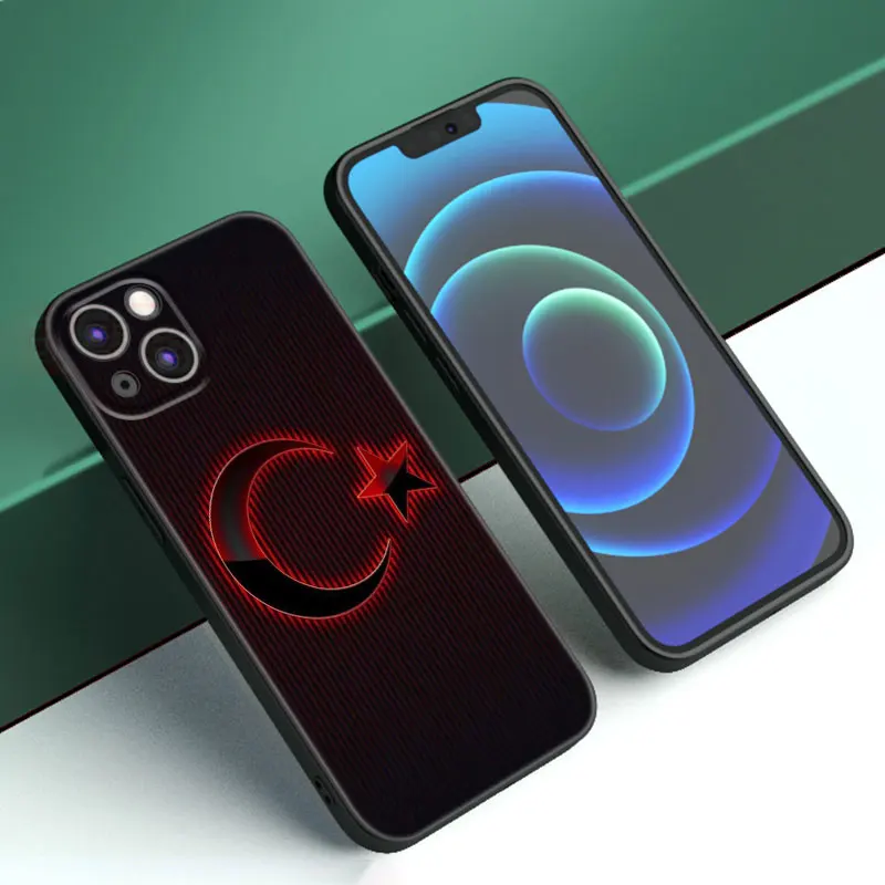 Черный силиконовый чехол с турецким флагом для Apple iPhone 12 13 Mini 11 14 15 Pro Max 7 8 Plus X XR XS SE