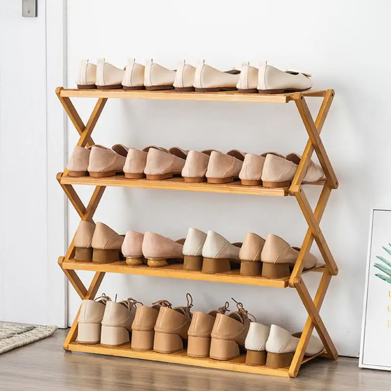 

Foldable Shoe Rack Multi-tier Free Standing Shoe Rack Shoe Rack Make Of Bamboo Suitable For Living Room Balcony And Bathroom As