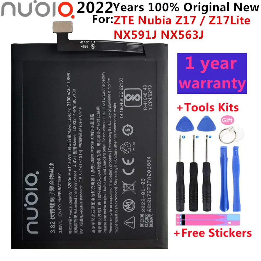 

2022 New Original 3200mAh Li3932T44P6h806139 Replacement Battery For ZTE Nubia Z17 miniS Z17miniS NX589J Cell Phone Batteries