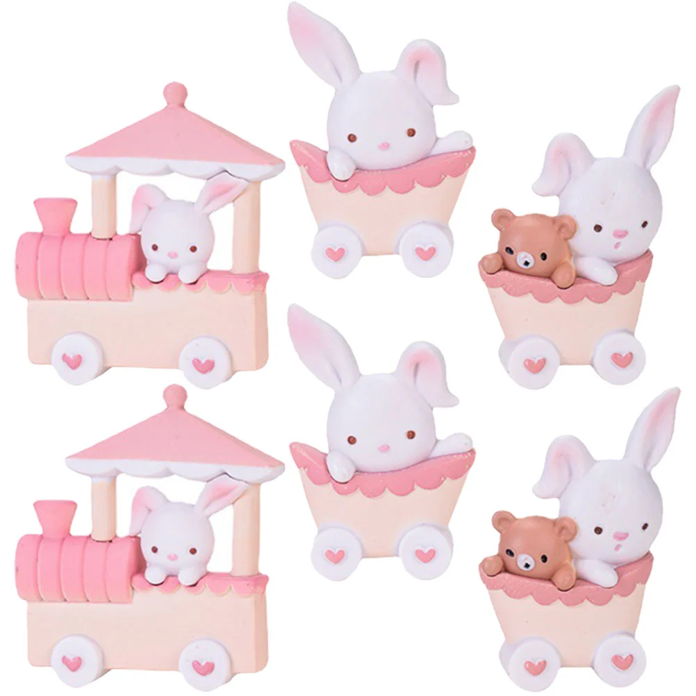 

Easter Rabbit Train Bunny Figurines Decor Figurine Decorations Cupcake Miniature Spring Table The Statue Year Yoppers Figures