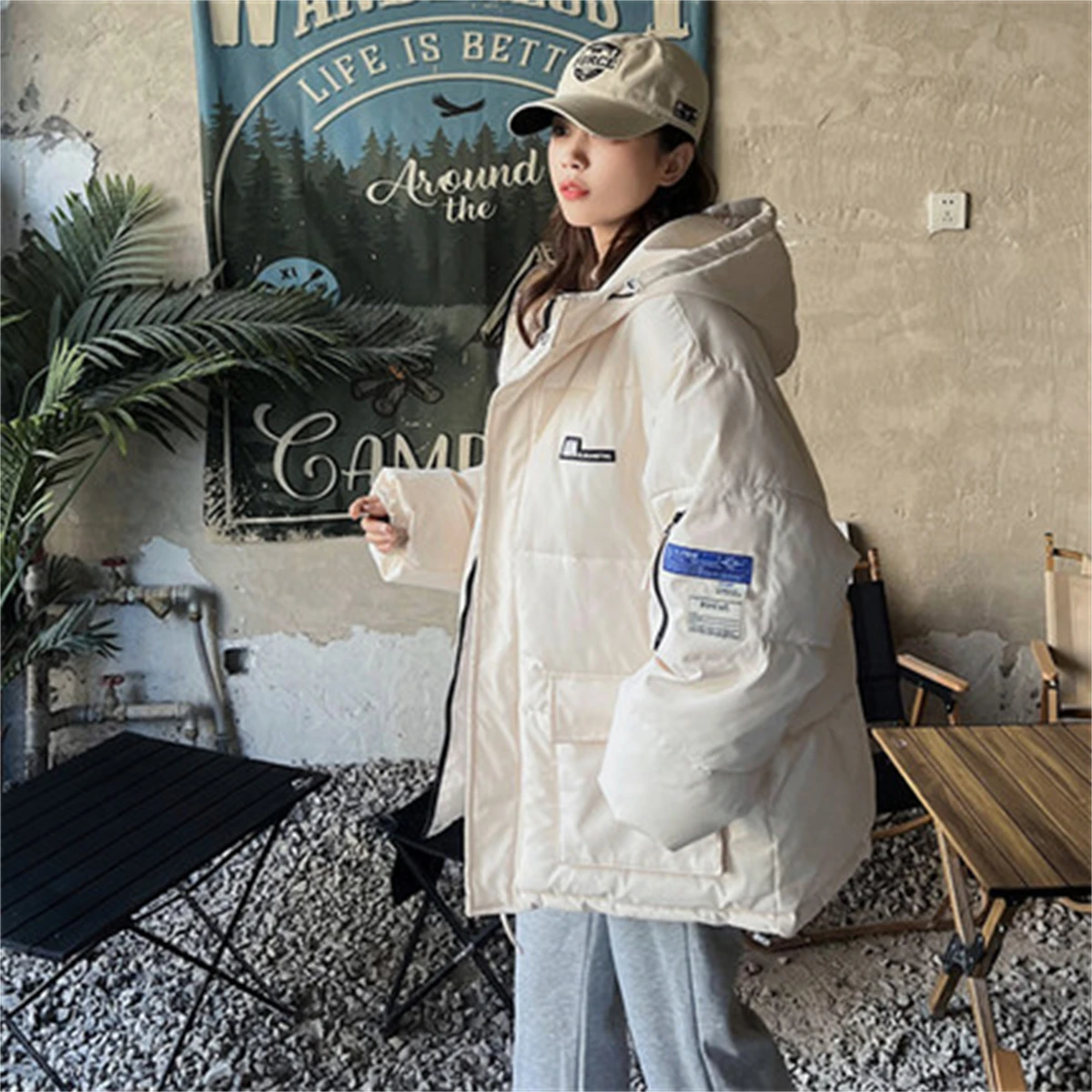 Work Clothes, Down Jacket, Women's Thickened Student Coat, 2022 Winter Short White Cotton-Padded, Bread Jacket, Design enlarge
