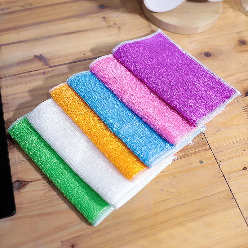 

5 Pcs New Arrival Kitchen Cleaner Wipping Rags Efficient Bamboo Fiber Cleaning Cloth Home Washing Dish Towel