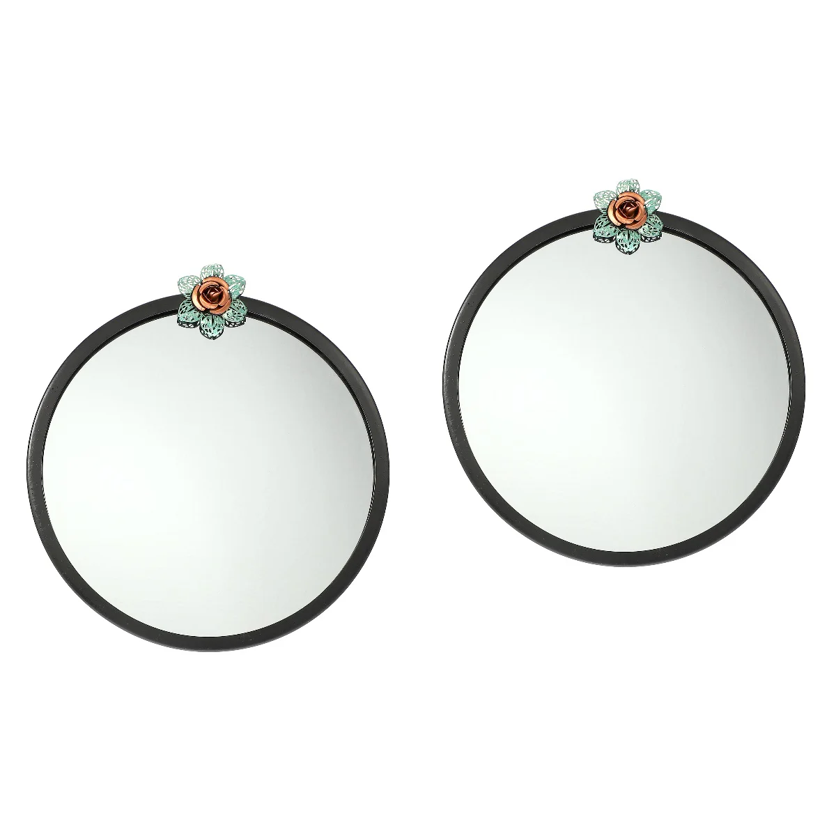 

2pcs Wall-mounted Makeup Mirror Bathroom Wall Hanging Mirror Round Shaped Mirror