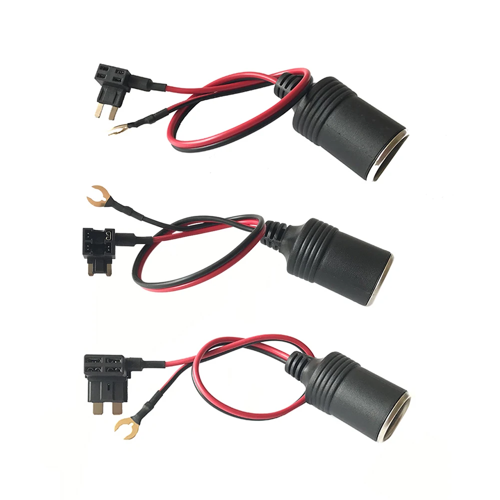 

1PCS Pure Copper Car Cigarette Lighter Charger Cable Female Socket Plug Connector Adapter Cable Fuse