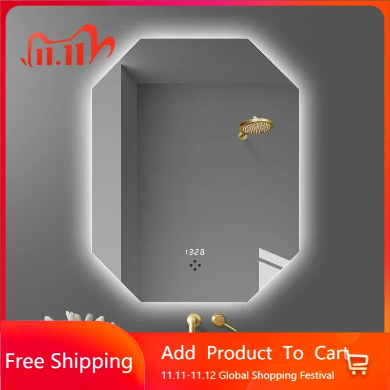 

Smart Led Bathroom Mirror Wall Mounted Toilet Anti Fog Makeup Mirror Modern Aesthetic Large Espejo Pared Bath Mirror Led EB5BM