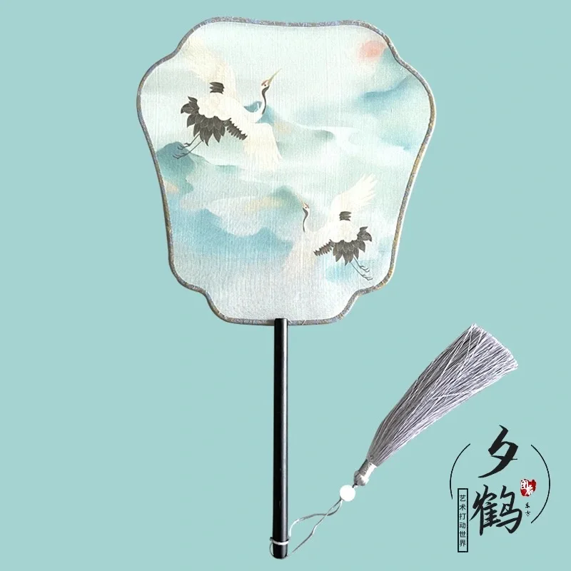 

Ancient Style round Fan Chinese Style Classical Female Han Costume Dance Fan Translucent Long Handle Circular Fan Shaped Court