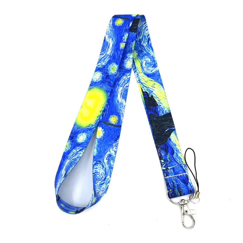 

Шнурок Ван Гога Звездное небо для ключей телефона крутой шейный ремешок шнурок для камеры свисток ID значок Симпатичные ремешки подарки