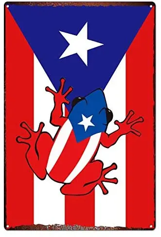

Флаг Пуэрто-Рико Лягушки 8x12 дюймов, металлический жестяной знак, уличные военные домашние декоративные знаки, баннеры, флаг Пуэрто-Рико США